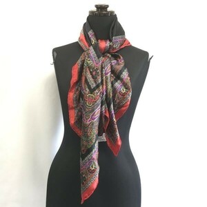 Christian Dior★100％シルク/スカーフ【90×90/Red×black/ペイズリー】Scarf◆XCM78