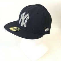 Made in USA/90s-00s★NEW ERA/59★NY Yankees/ヤンキース/MLBキャップ【サイズ7 5/8　61cm/紺/Navy】野球帽/Vintage/hat/cap◆CB103_画像1