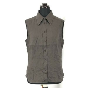 マックスマーラ/Max Mara★麻/リネン100％ベスト/ノースリーシャツ【38/women’s size -M/茶系/brown系】Tops/Shirts/vest◆BH51