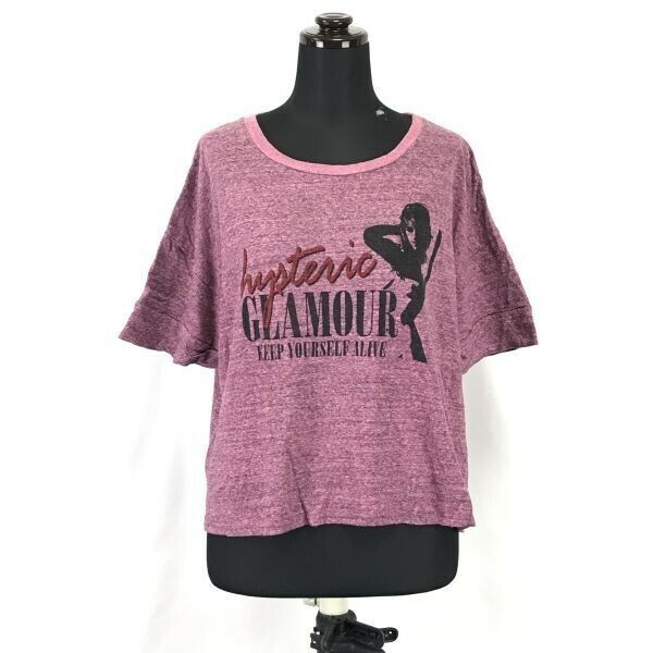 Made in Japan★ヒステリックグラマー★シルク44％半袖Tシャツ【women’s size -FREE/ピンク系/pink】Tops/Shirts/hysteric glamour◆BH244