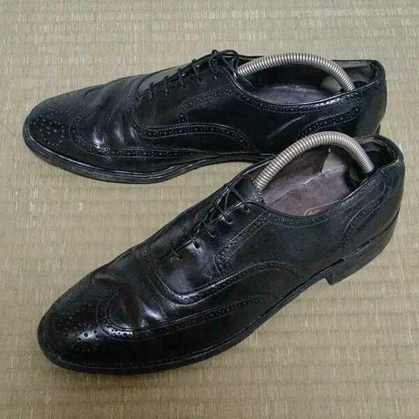 80s-90s USA製ビンテージ☆BRITISH WALKERS【10D 27.5-28.0 黒】グッドイヤー製法 フルブローグ ウイングチップ☆vintage shoes☆RA10