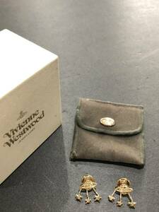 □ 〒 Vivienne Westwood ピアス ゴールド 系 保存袋 箱付き ヴィヴィアンウエストウッド ストーン アクセサリー 2個 左右 レディース