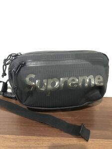 □ supreme ウエストポーチ ブラック ボディバッグ ウエストバッグ ナイロン ロゴ入り 軽量 ダブルジップ サイズ22cm×13cm×マチ4.5cm