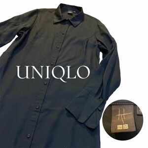 【UNIQLO／ユニクロ】シャツワンピース M 極美品 ブラック ハナタジマ