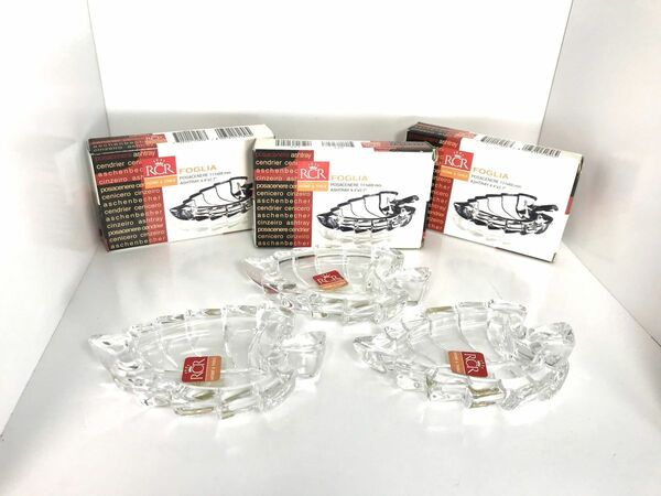 [3個セット] Royal Crystal Rock ロイヤルクリスタルロック　クリスタルの器　イタリア製　Leaf Plate