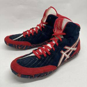 即決!! asics aggressor 3 J601Y ネイビー×レッド 27.5cm / アシックス アグレッサー 3 アスレチック レスリング シューズ