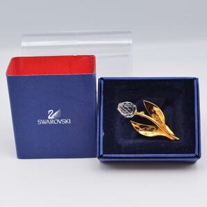 スワロフスキー　SWAROVSKI　ブローチ　GP　ゴールド　箱付き