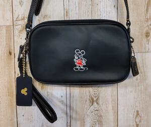 コーチ　COACH　ショルダーバッグ　ミッキーマウス　レザー　ブラック