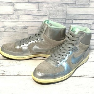 R5639bE NIKE ナイキ スニーカー グレー×シルバー レディース 24cm TERMINATOR LITE ターミネーターライト ハイカット 軽量 599435-001