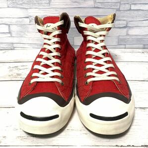 R5752bh【CONVERSE コンバース】JACK PURCELL ジャックパーセル キルト レザー MID スニーカー レッド 赤 メンズ 27cm 革靴 ミドルの画像5