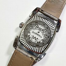 CM100LL イタリア製 Orobianco オロビアンコ OR-0012 腕時計 本革 レザーベルト グレー系 ブラック文字盤 メンズ クォーツ ウォッチ_画像4