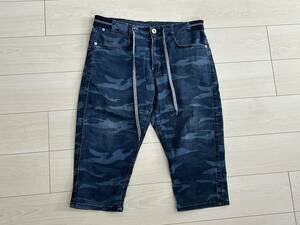 ★Navy ネイビー RUN DENIM ストレッチ デニムハーフパンツ LLサイズ 青迷彩 メンズ★