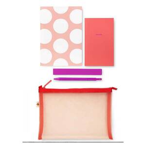 ケイトスペードJotter Pouch Peach Jumbo Dotノート＆ペン入りメッシュポーチ