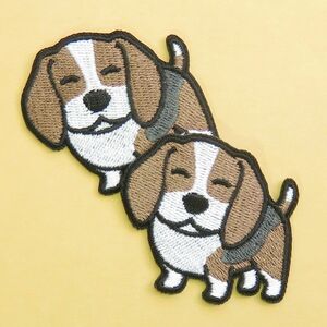 【2枚セット】ビーグル 犬 刺繍 アイロン ワッペン アップリケ an-s46 手芸用品 アレンジ patch パッチ