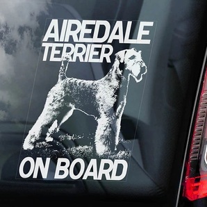 ◆送料無料【エアデール・テリア ①】外張り@カーステッカー 145×100mm エアデールテリア 外貼り カー ステッカー 車 ガラス 犬 D1@4169