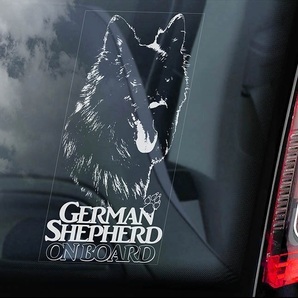 ◆送料無料【ジャーマン・シェパード⑬】外張り カーステッカー 220×100mm外貼り カー ステッカー ウインドウ シール 犬 D13 4171