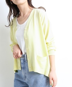 - 2021ss slobe iena Iena slow b high twist cotton V neck cardigan light yellow clean color feather weave -