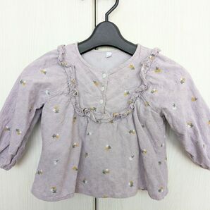 カットソー ブラウス 長袖 子供服 子ども キッズ サイズ100 紫 ★送料無料★