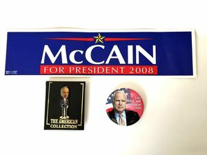 缶バッジ ピンバッジ　ステッカー　セット　John McCAIN アメリカ合衆国大統領候補 2008年