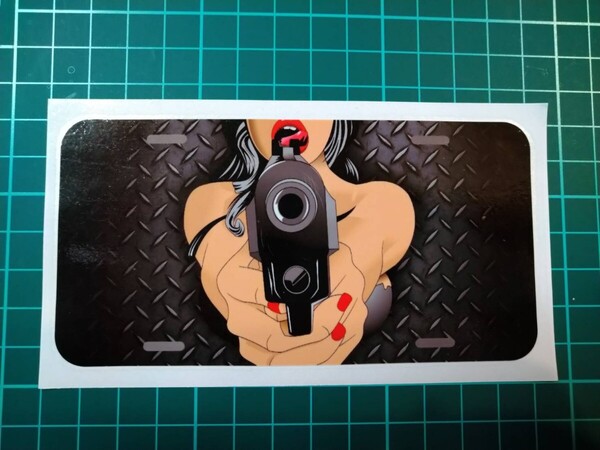 セクシー 銃 BOX 車 バイク インテリア ステッカー 転写シール