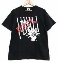 美品 16SS BLACK COMME DES GARONS ブラックコムデギャルソン プリント クルーネック 半袖 Tシャツ カットソー L ブラック_画像1