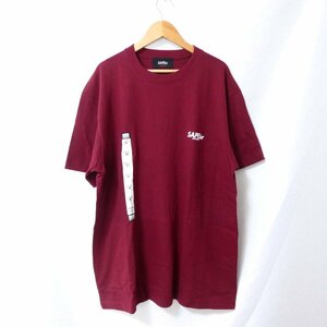 美品 SAPEur サプール ロゴプリント クルーネック 半袖 Tシャツ カットソー M ワインレッド 302