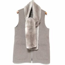 美品 FOXEY BOUTIQUE フォクシー Gilet & Mink Stole ミンクストール付き カシミヤ100％ ジップアップ ベスト 40069 40サイズ ベージュ系_画像1