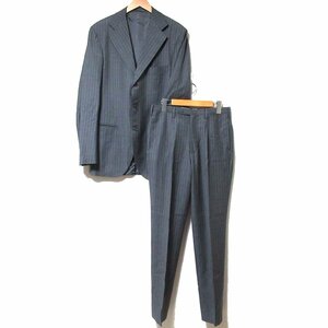 美品 LIVERANO&LIVERANO リベラーノ&リベラーノ ピンストライプ柄 テーラードジャケット+スラックスパンツ 3B スーツ セットアップ グレー