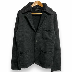 美品 PRADA プラダ 襟2way ニット シングル テーラードジャケット 50 チャコールグレー ◆