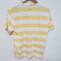 良品 21SS MARNI マルニ ボーダー柄 バックロゴ刺繍 クルーネック 半袖 Tシャツ カットソー サイズ38 イエロー×ホワイト ◆_画像2