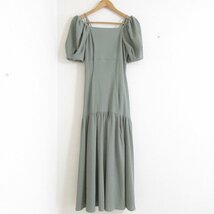 美品 23AW SNIDEL スナイデル 完売モデル デザインカット マキシ丈 ワンピース ONESIZE グリーン ◆_画像1