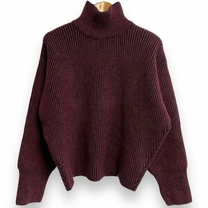  unused MAISON KITSUNE mezzo n fox long sleeve high‐necked low gauge knitted sweater oversize XS bordeaux *