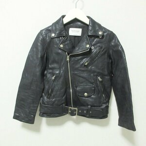 美品 beautifulpeople ビューティフルピープル shrink leather riders jacket シープレザー ダブルライダースジャケット 130 ブラック 024