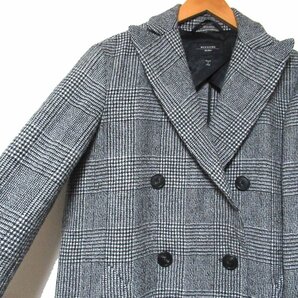 美品 19AW WEEKEND Max Mara ウィークエンドマックスマーラ グレンチェック柄 ダブルブレスト ロングコート F38 ブラック×ホワイトの画像3