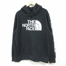 良品 THE NORTH FACE ノースフェイス ロゴプリント プルオーバー パーカー XL ブラック_画像1