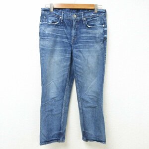 美品 upper hights アッパーハイツ THE HIS ダメージ加工 クロップドジーンズ デニムパンツ 25 インディゴブルー