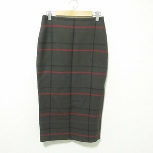 美品 19AW MADISONBLUE マディソンブルー SOFIE TIGHT SKIRT CHECK MELTON チェック柄 ミモレ丈 タイトスカート サイズ 1/S カーキ 024