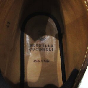 新品同様 BRUNELLO CUCINELLI ブルネロクチネリ レザー チャッカブーツ サイズ41 約25.5cm ブラウンの画像4