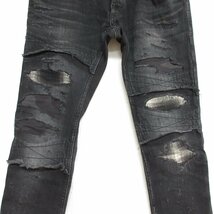 美品 5351POUR LES HOMMES 5351プールオム リメイク クラッシュ加工 ストレッチ スキニー デニムパンツ ジーンズ 46 グレー_画像3