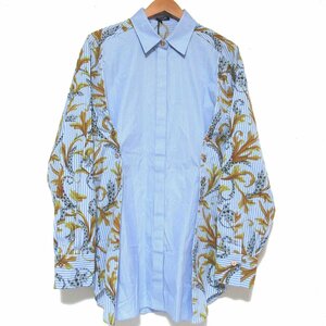  unused VERSACE Versace 2020 year of model stripe pattern flower embroidery long sleeve blouse shirt A87307 A236041 44 170/96A light blue series 