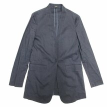 美品 Theory セオリー FLUID JACKET リネンブレンド ストレッチ ロング丈 1B ノーカラージャケット 2 ネイビー_画像1