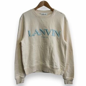 美品 21SS LANVIN ランバン 長袖 クルーネック ロゴ刺繍 プルオーバー スウェット トレーナー ベージュ ◆