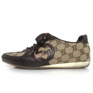 美品 GUCCI グッチ GG柄キャンバス×レザー ローカット スニーカー シューズ 182303 35.5サイズ 23cm相当 ベージュ×ブラウンの画像2