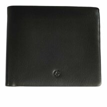 新品同様 GIORGIO ARMANI ジョルジオアルマーニ カーフレザー 二つ折り財布 ミディアムウォレット 箱付き YGM165-YC028-80190 ブラック J_画像1