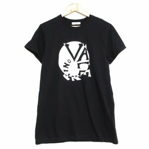 美品 VALENTINO ヴァレンティノ SPIRAL T-SHIRT ダメージ加工 ロゴプリント クルーネック 半袖 Tシャツ カットソー XS ブラック×ホワイト
