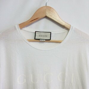 ほぼ美品 GUCCI グッチ 半袖 ロゴプリント クルーネック Tシャツ カットソー 大きいサイズ XXL 441685 ホワイトの画像3