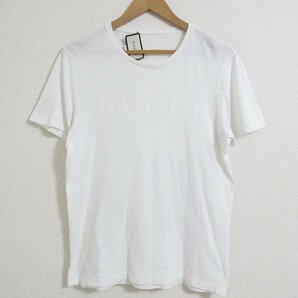 ほぼ美品 GUCCI グッチ ロゴプリント 半袖 Tシャツ カットソー S ホワイトの画像1