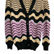 美品 MISSONI ミッソーニ シェブロンストライプ リネンブレンド 長袖 Vネック ニット カーディガン 40 マルチカラー_画像4