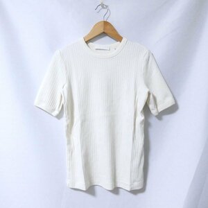 美品 HELMUT LANG ヘルムートラング クルーネック 半袖 ニット カットソー Tシャツ M ホワイト系 303 ◆