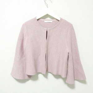  superior article ANAYI Anayi 7 minute sleeve flair sleeve knitted jacket cardigan 38 lame pink 032 *